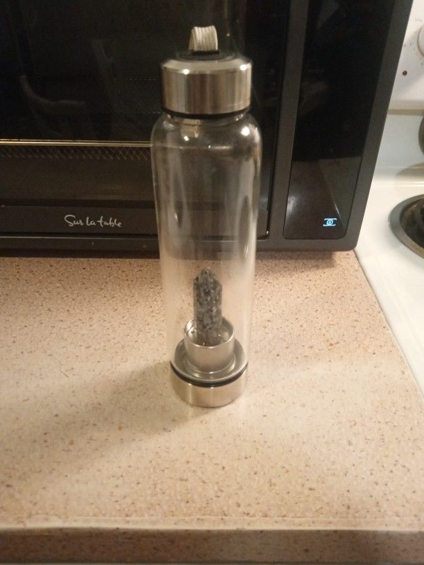 Glass Water bottle With Healing Crystal Inside