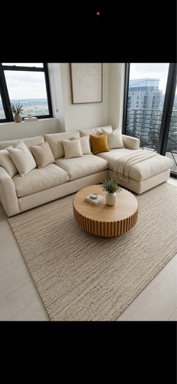 🛋️ Valyōū Furniture "Feathers" Sectional Sofa (Beige / Neutral)