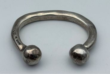 Jewelry .925 sterling silver UNO DE 50 Double Crew Bead Bangle 6.00” 61.00grams