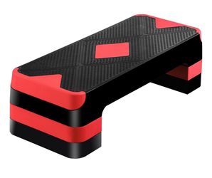 26.5" Aerobic Step Platform Adjustable Exercise Workout Stepper w/4 Risers, Red