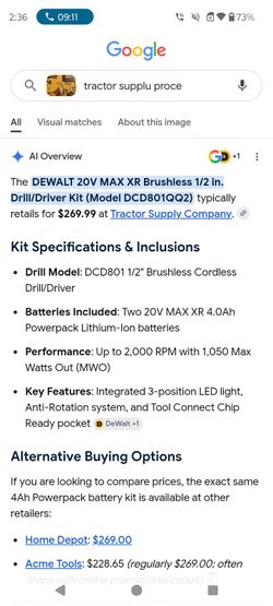 DeWalt drill 2 batteries , charger and tool bag