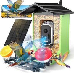 Bird Feeder with Camera, 2K HD AI Identify Smart Bird House Camera with Solar Powered, Live View, In