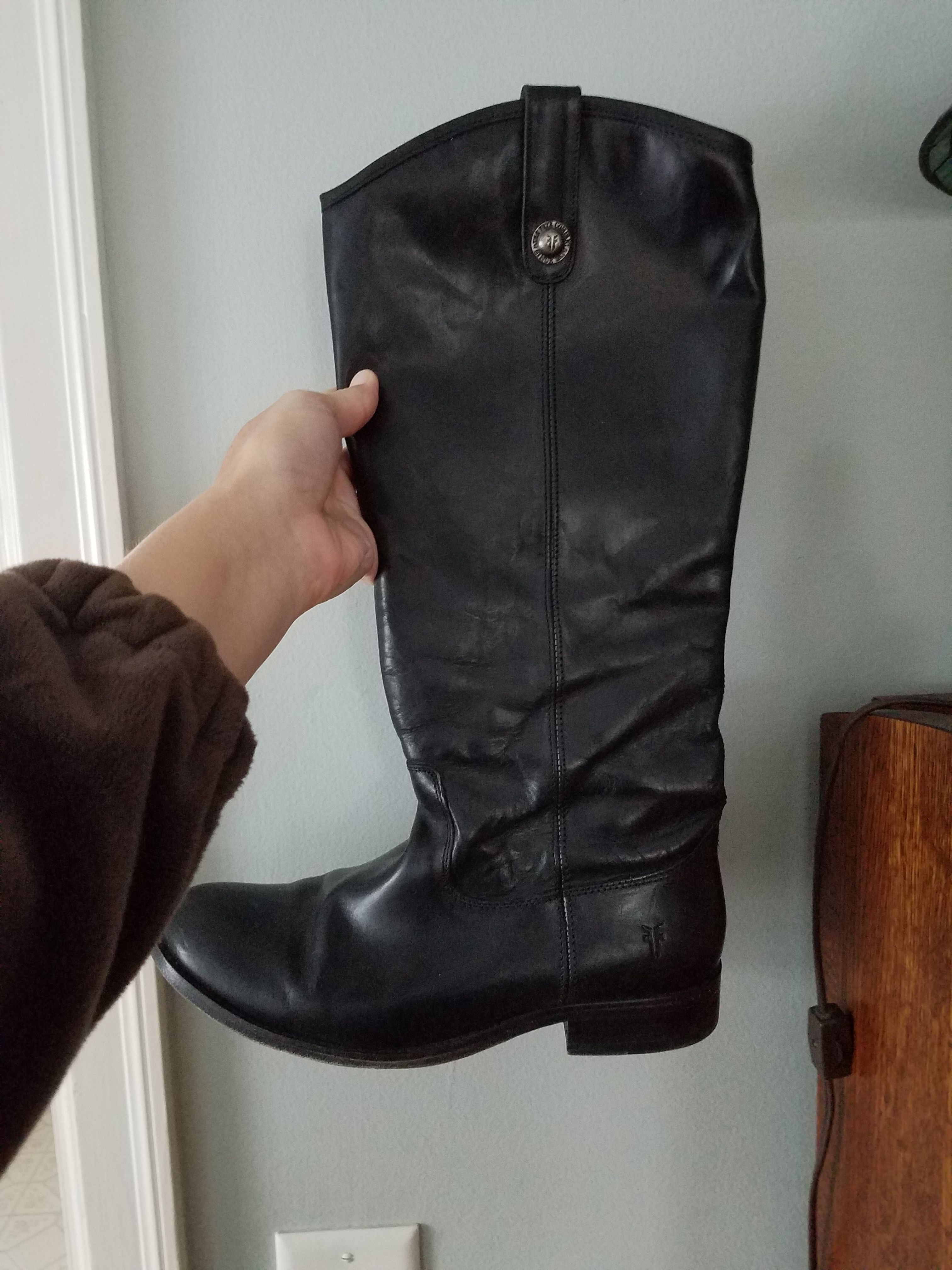 Black Leather Frye Boots