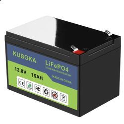 KUBOKA 12V 15Ah LiFePO4 Lithium Deep Cycle Battery RV Solar | Built-in BMS |