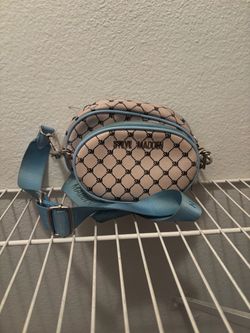 Steve Madden blue/cream monogram crossbody purse