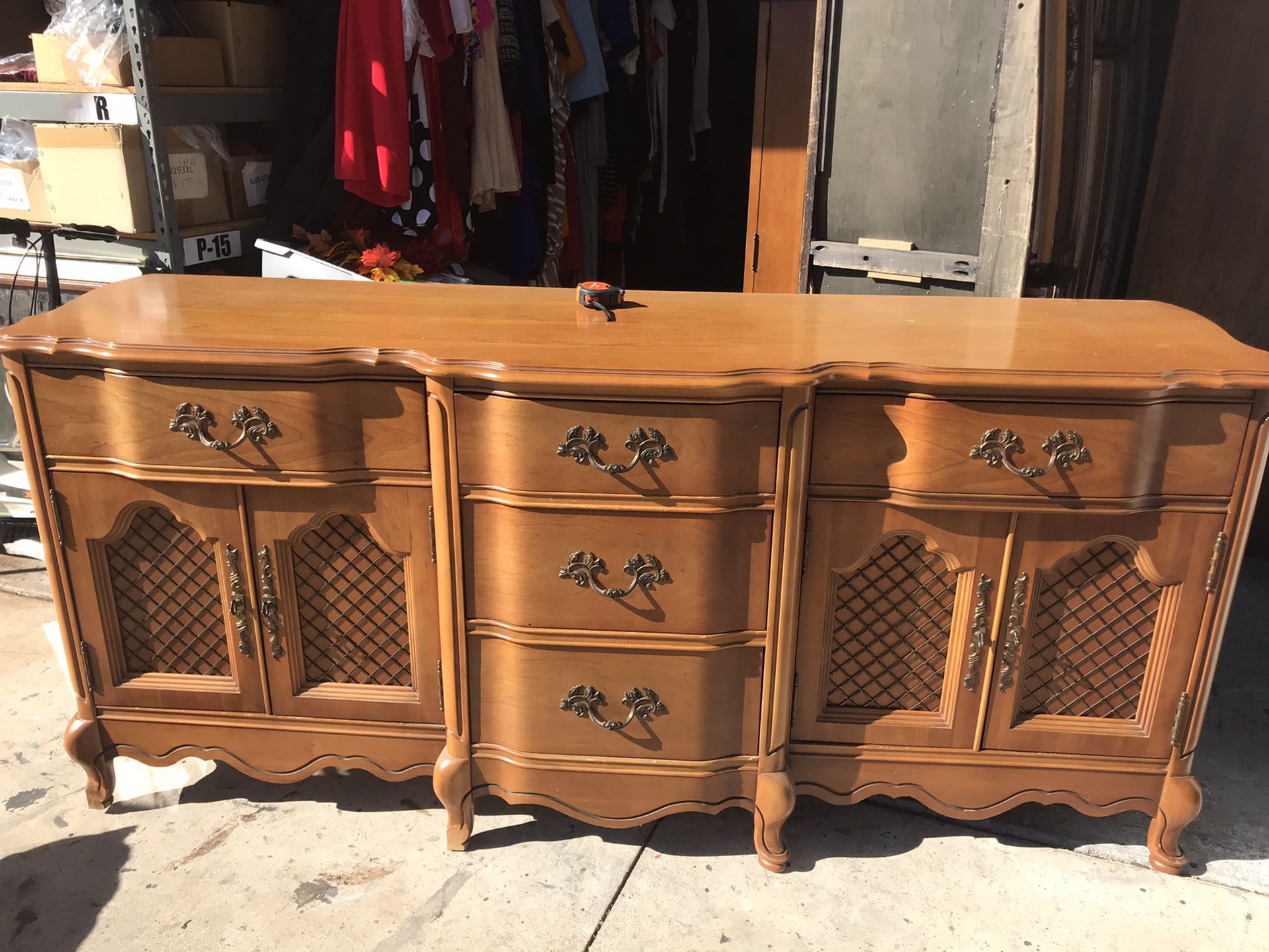 French provincial basset solid wood buffet tv stand entertainment center