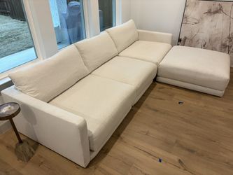 Xena Lilou Cotton Fabric 3 Piece Memory Foam Modular Sectional | Ottoman