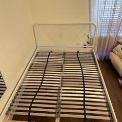 Metal white full size bed frame