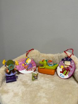 ALL 5 $ Vintage Rugrats Nickelodeon Toy & Christmas Ornament Lot