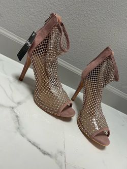 BISOU BISOU PINK RHINESTONE STILETTO BOOTIES (NEW) $50