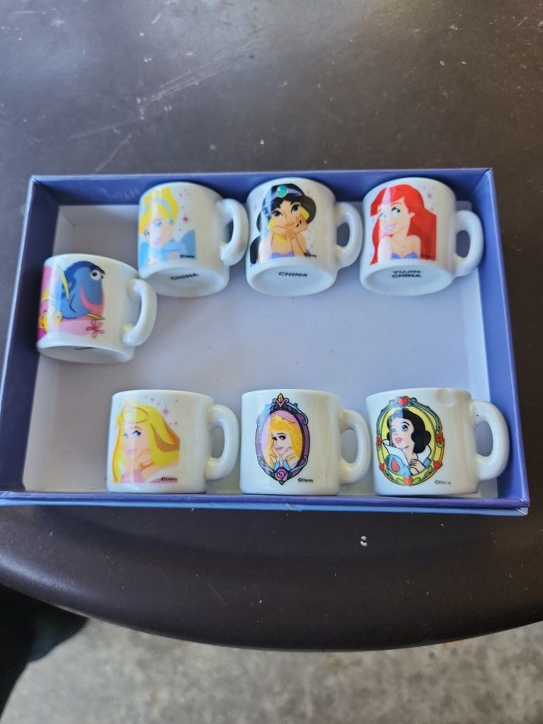 Miniature disney figure mugs
