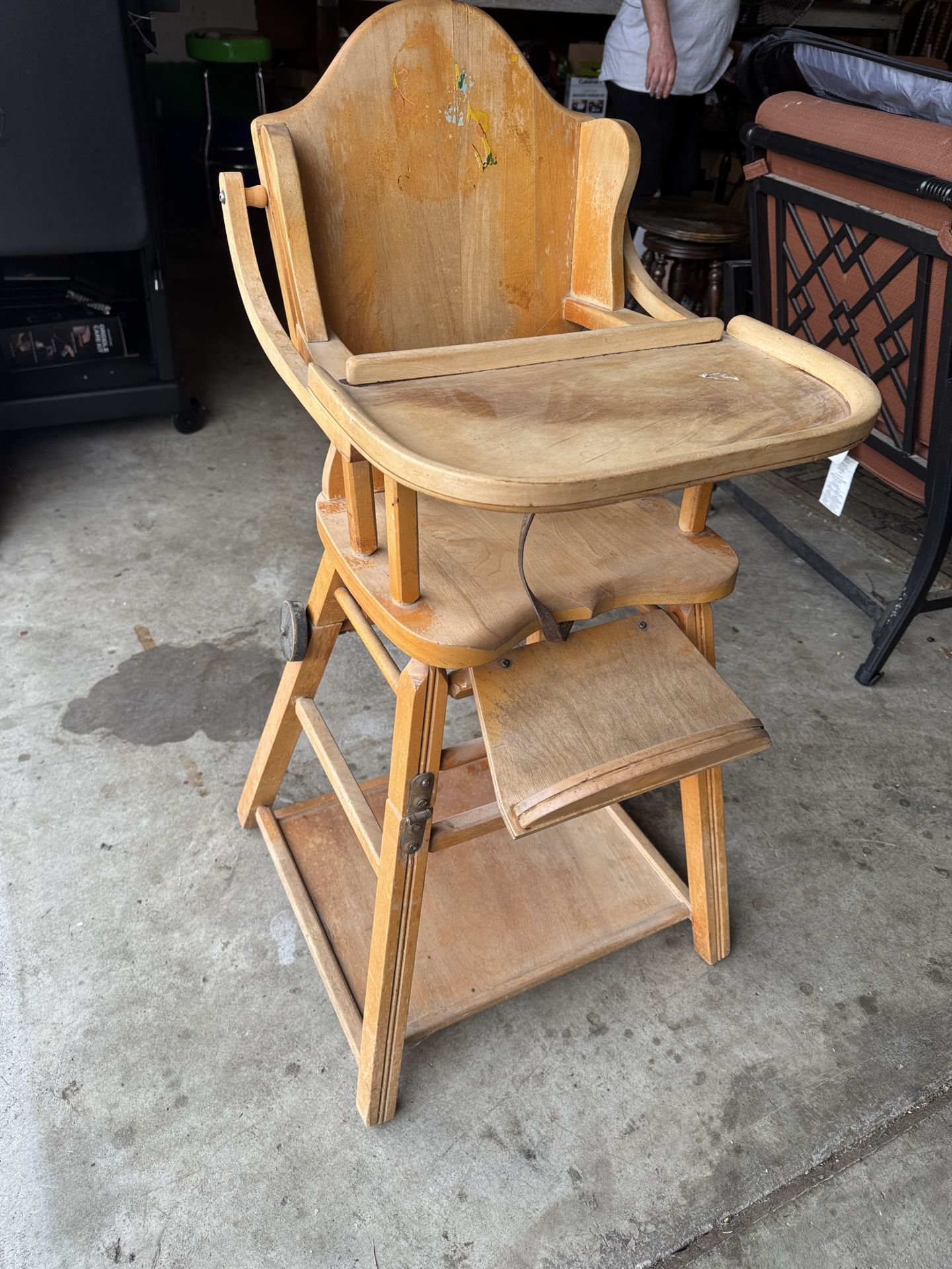Vintage Wooden high chair/play Table