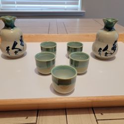 Premium Sake Set – 2 Carafes + 5 Cups (Ceramic)
