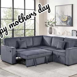 ✅️✅️3-Piece Convertible Sectional
Sleeper Sofa W/Cupholder, Sofa Storage, & USB Ports✅️