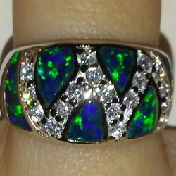 Simply Gorgeous NEW Sterling Silver Band Fire Opal Ring!