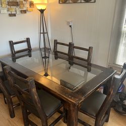 Solid Wood Glass Top Dining Table (6)