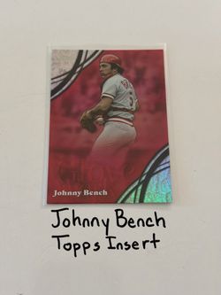Johnny Bench Cincinnati Reds Hall of Fame Catcher Topps Short Print Insert Card.