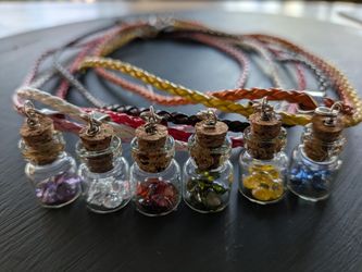 (6) CZ Necklaces (SET) Glass Bottle With Cork SET