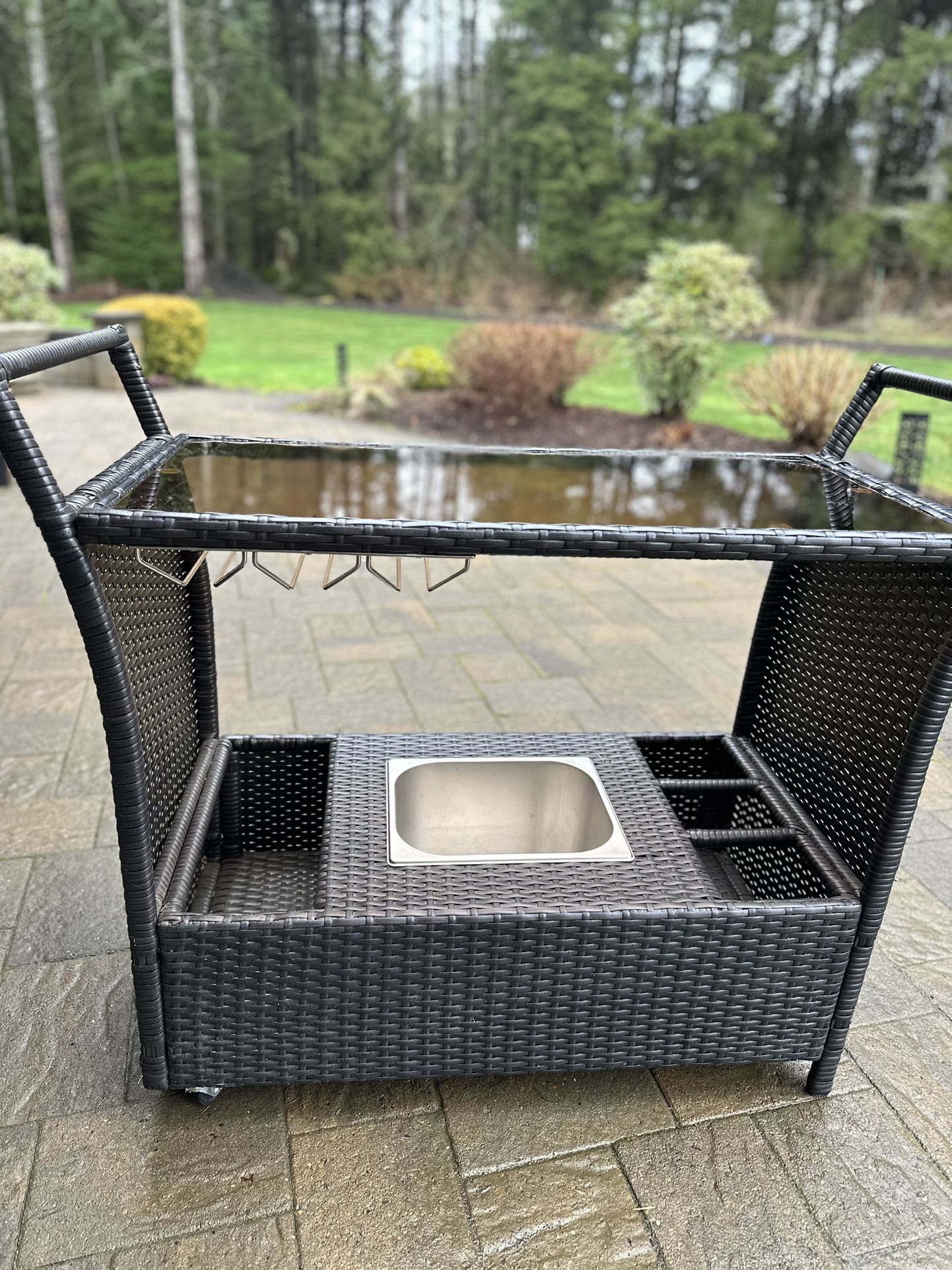 Outdoor Rattan Wicker Bar Cart 