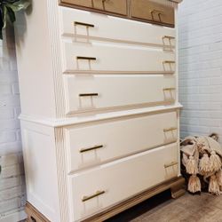 Vintage Solid Wood High Quality Dresser Tallboy 5 Drawer