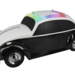 Best Surround Sound Beetle Car Speaker Bluetooth Portable Speaker-LED Lights-Great Sound Quality (Red) (Black)