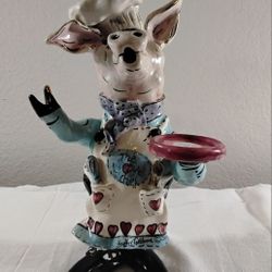 Blue Sky Ceramic The Love Chef Pig Tea Light Candle Holder 2000 Heather Goldminc