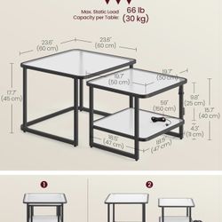 Frosted Glass Coffee Table with LED Lights