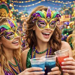 New Pack of 6 Vibrant Mardi Gras Carnival Party Masks