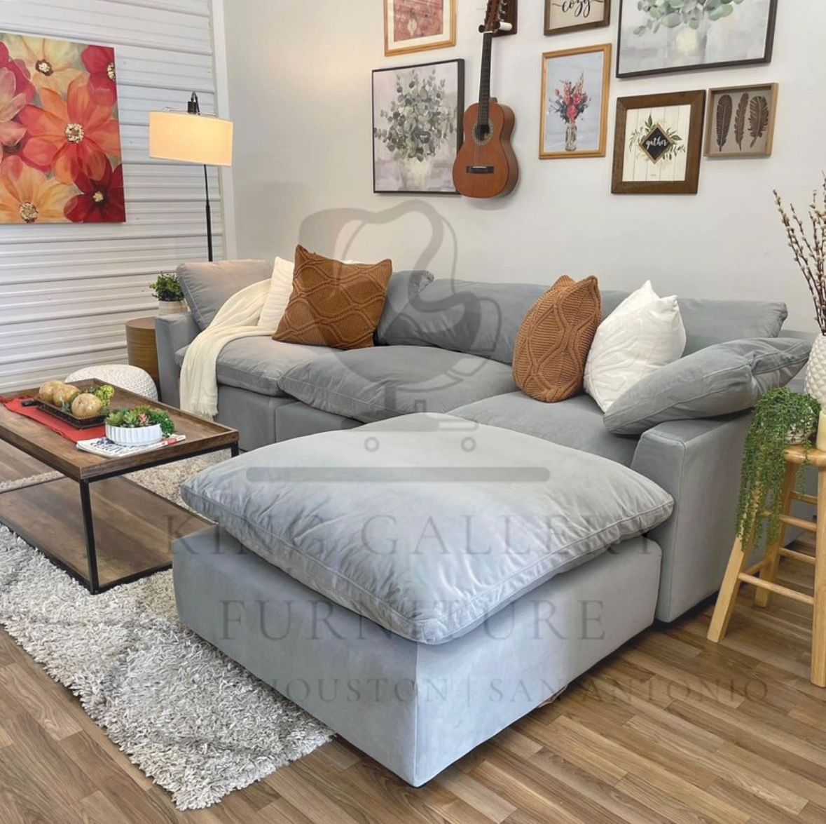 Gray Velvet Cloud Couch Sectional New In Box