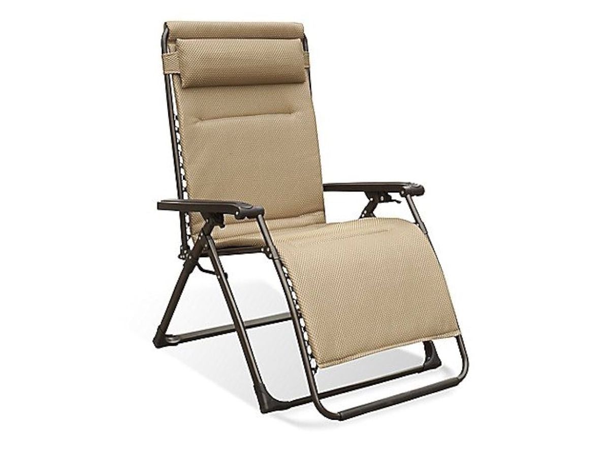 Never Rust Aluminum Oversized Adjustable Relaxer in Tan, Multi-positional/Foldable