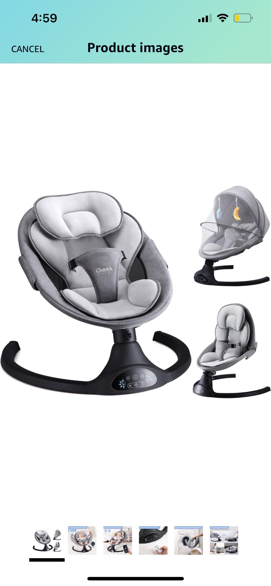Baby Swing for Infants | Electric Bouncer for Babies,Portable Swing for Baby Boy Girl,Remote Control Indoor Baby Rocker with 5 Sway Speeds,1 Seat Posi