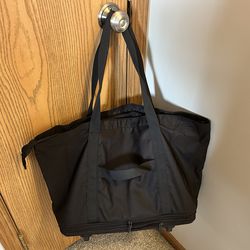 Black rolling tote bag