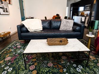 Navy Blue Sofa & Burnt Orange Accent Chair Set $350 OBO