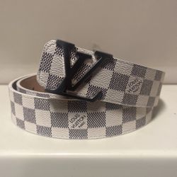 Louis Vuitton Belt White Checkered Reversible