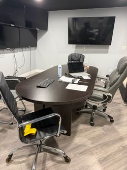 Dark Brown Oval Conference Table