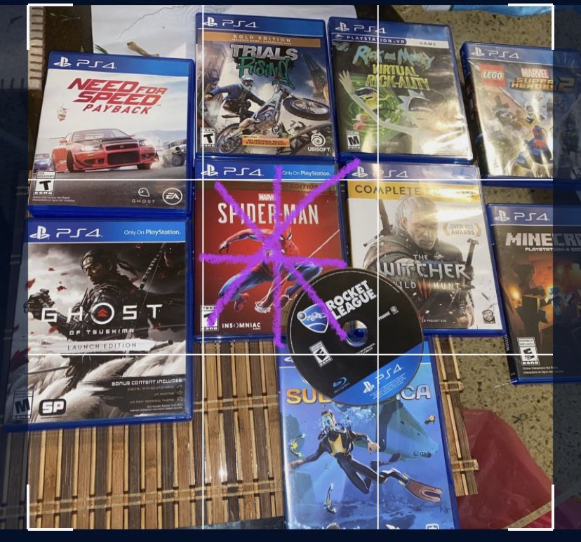 Lot of 9 Sony PlayStation 4 PS4 Games See Ghost Tsushima, Minecraft,Spider Man