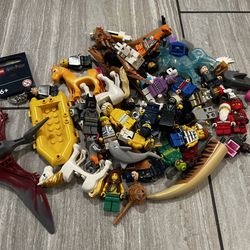 1 Pound Of Lego Minifigures Parts Accessories Dinosaur Keychain Etc.  