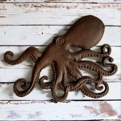 Brand New! 10" Octopus Metal Wall Art Nautical Coastal |  SHIPPING IS AVAILABLE