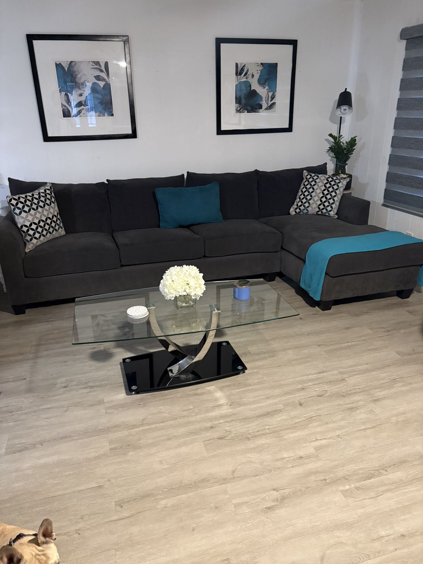 Charcoal Grey Sofa w/Chaise