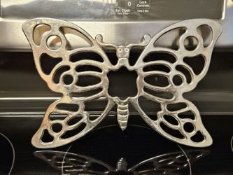 Vintage Leonard Silver Plated Butterfly Trivet Wall Hanging Made In Italy