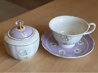 Park Château Porcelain Tea Cup & Saucer + Matching Sugar Bowl – New