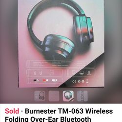Burnester TM-063 Wireless Folding Over-Ear Bluetooth Headphones