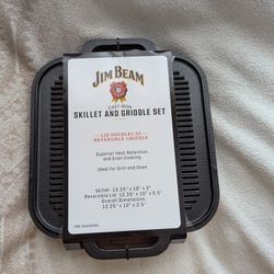 Jim Beam 2 Piece Cast Iron Skillet And Griddle Set 