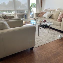 Italian Leather Natuzzi Cream Couch With Chairs. Good Condition And Very Comfy 