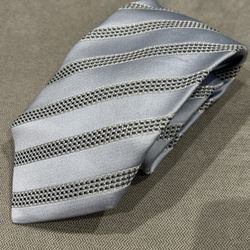 Zegna Silk Blue Silver Tie 