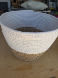 Hometrends Round Woven Cotton and Rope Multipurpose Basket