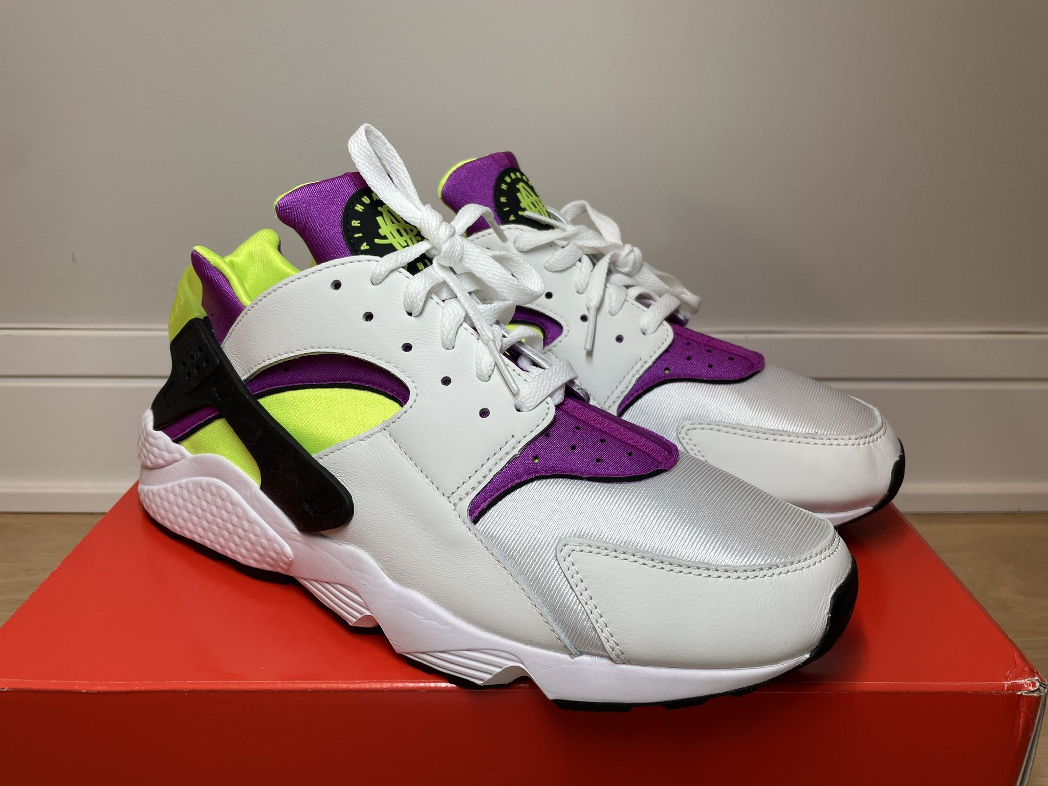 Nike Air Huarache Run Neon Yellow Magenta Size 12 New