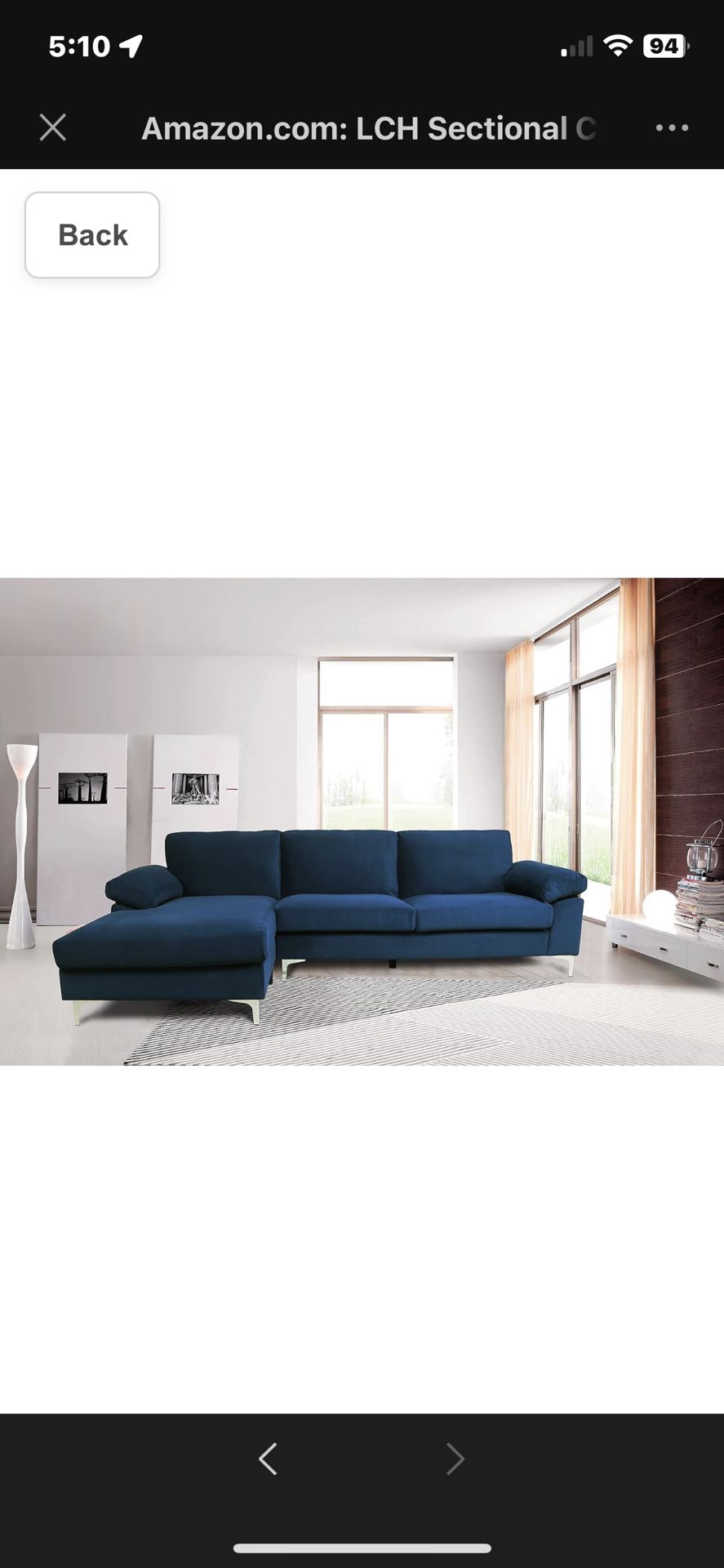 LCH Sensational Couch 5 Seat Velvet Navy Blue 