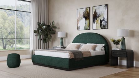 Flex Emerald Chenille Queen Upholstered Bed
