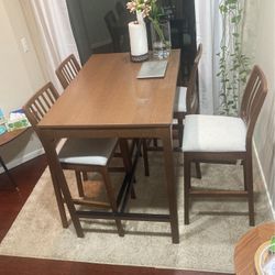 High top dining table and bar chairs